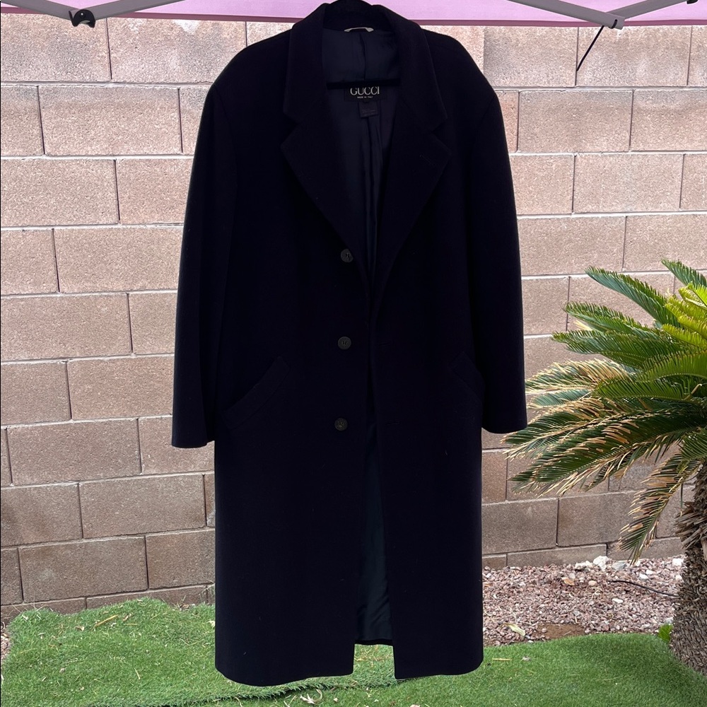 GUCCI Midnight Blue Wool Overcoat Trench